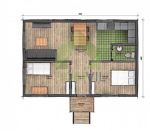 Проект дачного дома «Дачник-4» 6x9 м., площадь 47,2 кв.м.