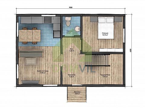 Проект дачного дома «Терем-4» 6x9 м., площадь 73,4 кв.м.